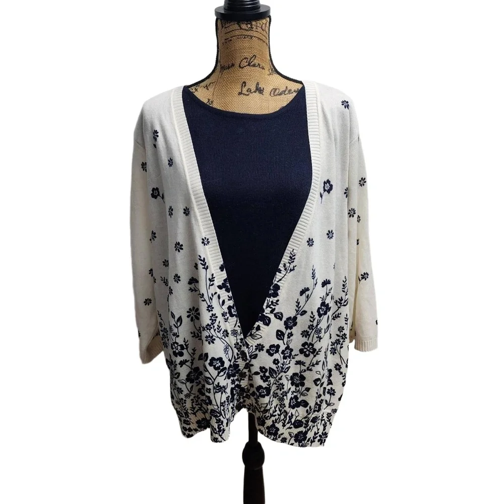 Cathy Daniels Cardigan Womens Size 3X Floral Pattern Long‎ Sleeves Boho